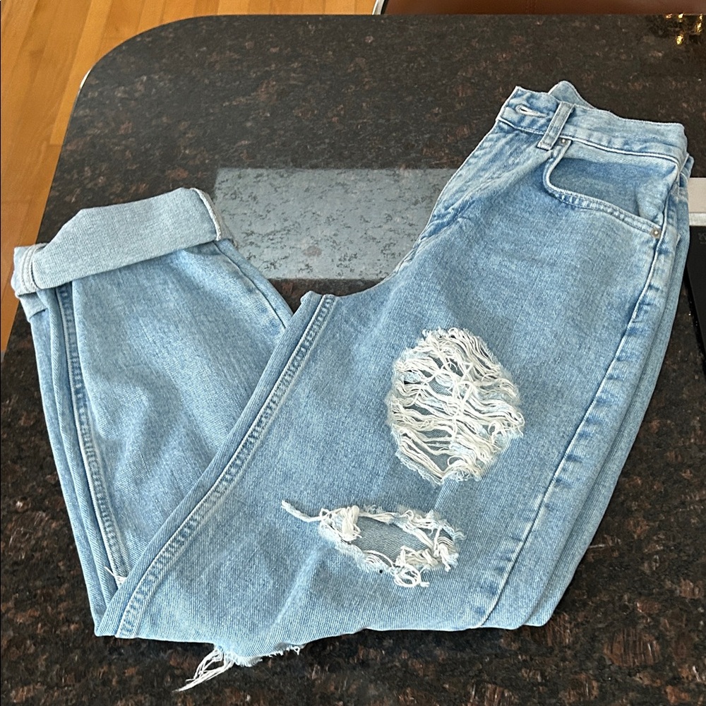 Urban Outfitters High Rise Light Blue Distressed Jeans